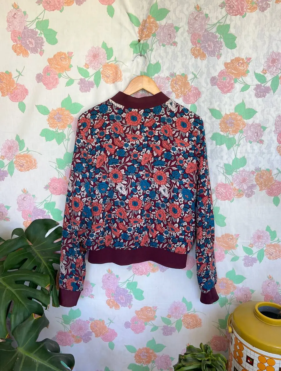 90's Flower Thin Bomber