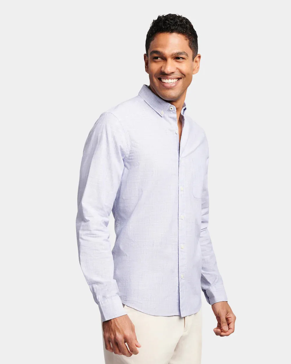 Brooksfield - Textured Casual Long Sleeve Shirt Blue