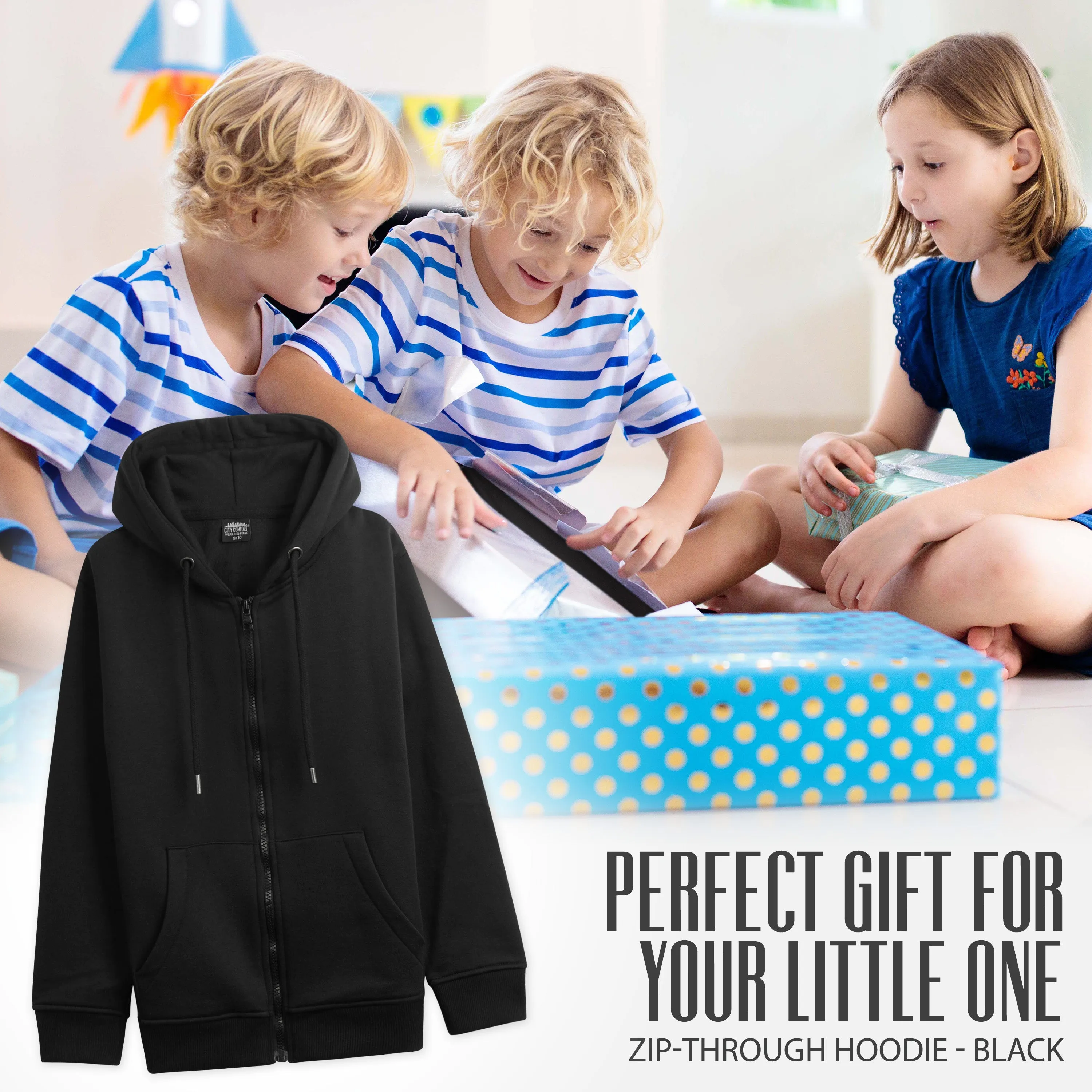 CityComfort Hoodies For Kids, CityComfort Plain Zip Up Hoodie