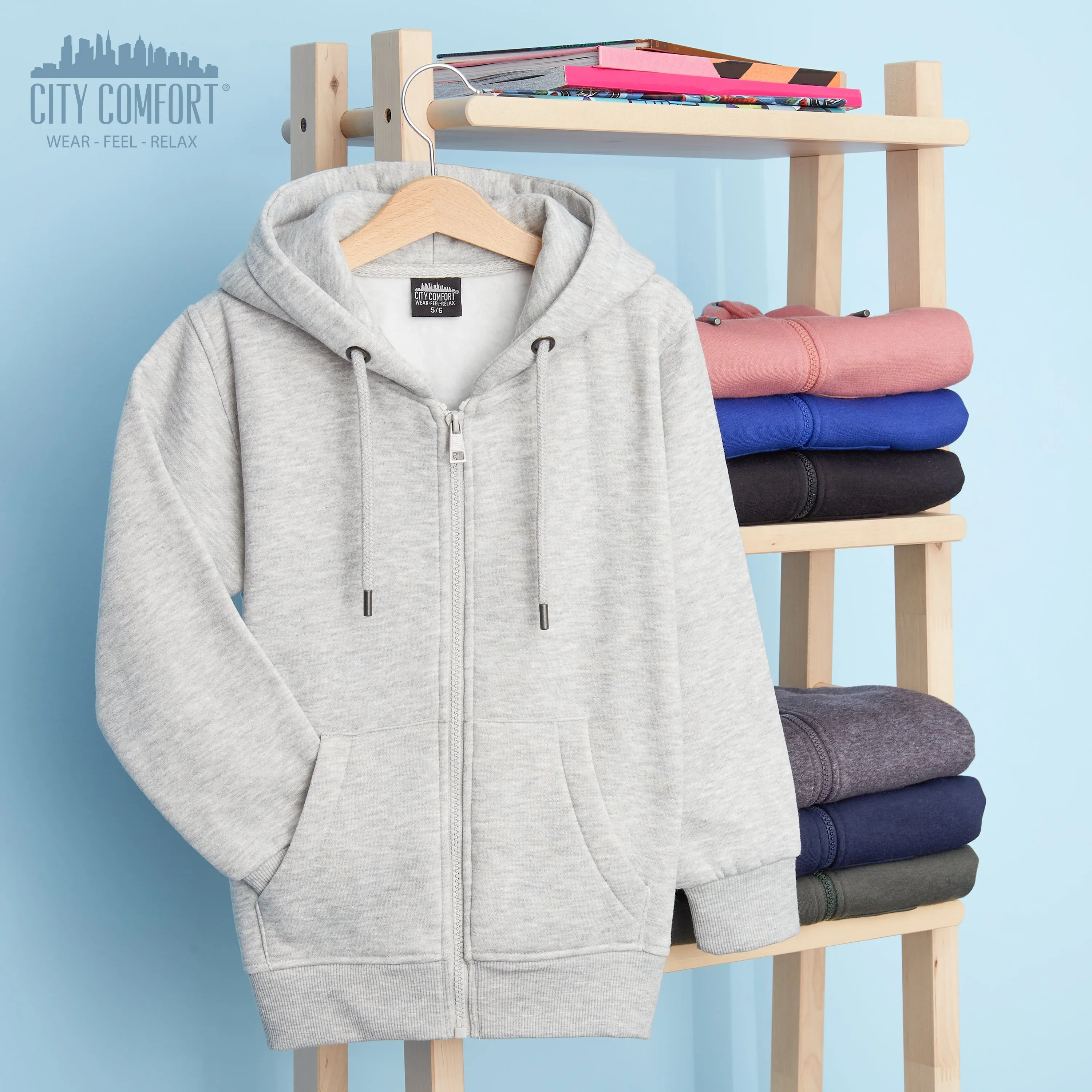 CityComfort Hoodies For Kids, CityComfort Plain Zip Up Hoodie