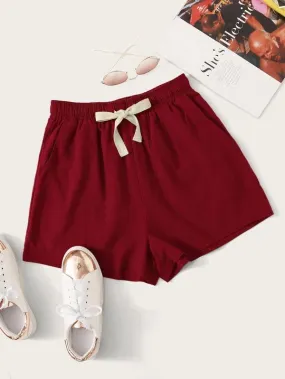 Drawstring Waist Slant Pocket Shorts