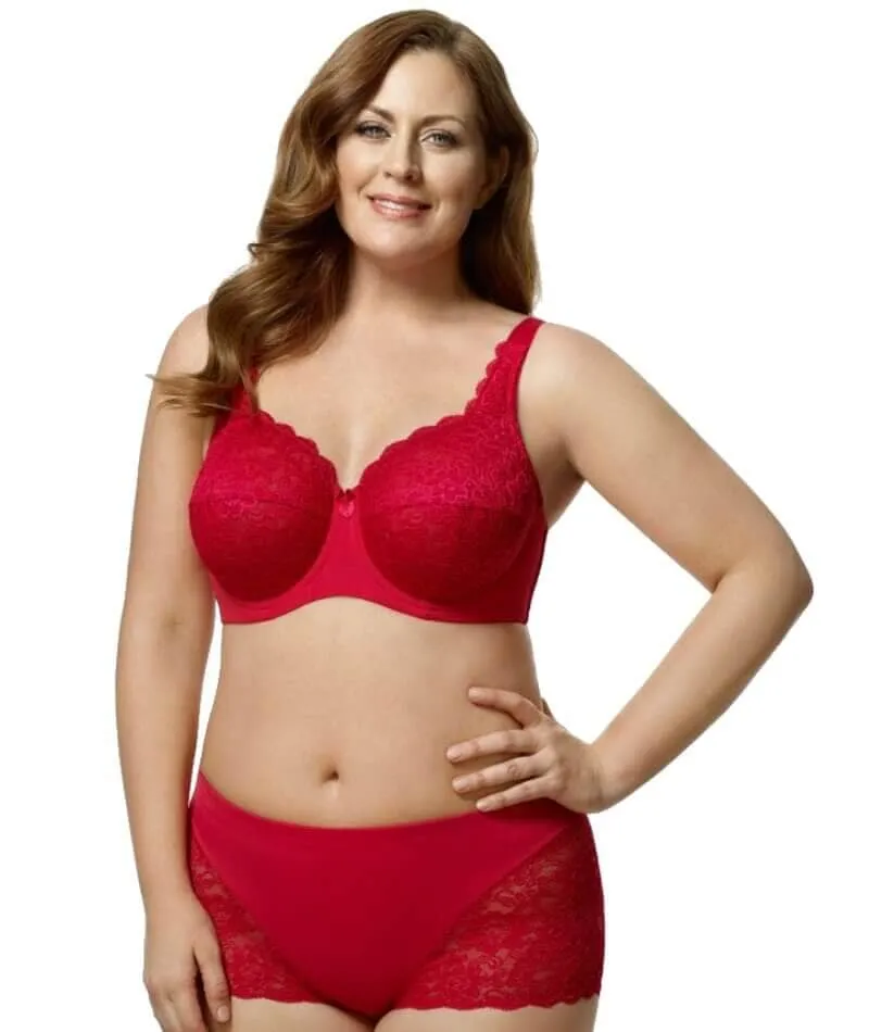 Elila Full Coverage Stretch Lace Underwired Bra - Red