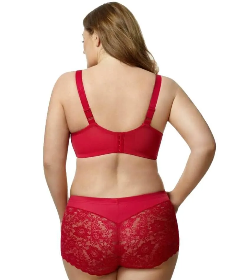 Elila Full Coverage Stretch Lace Underwired Bra - Red