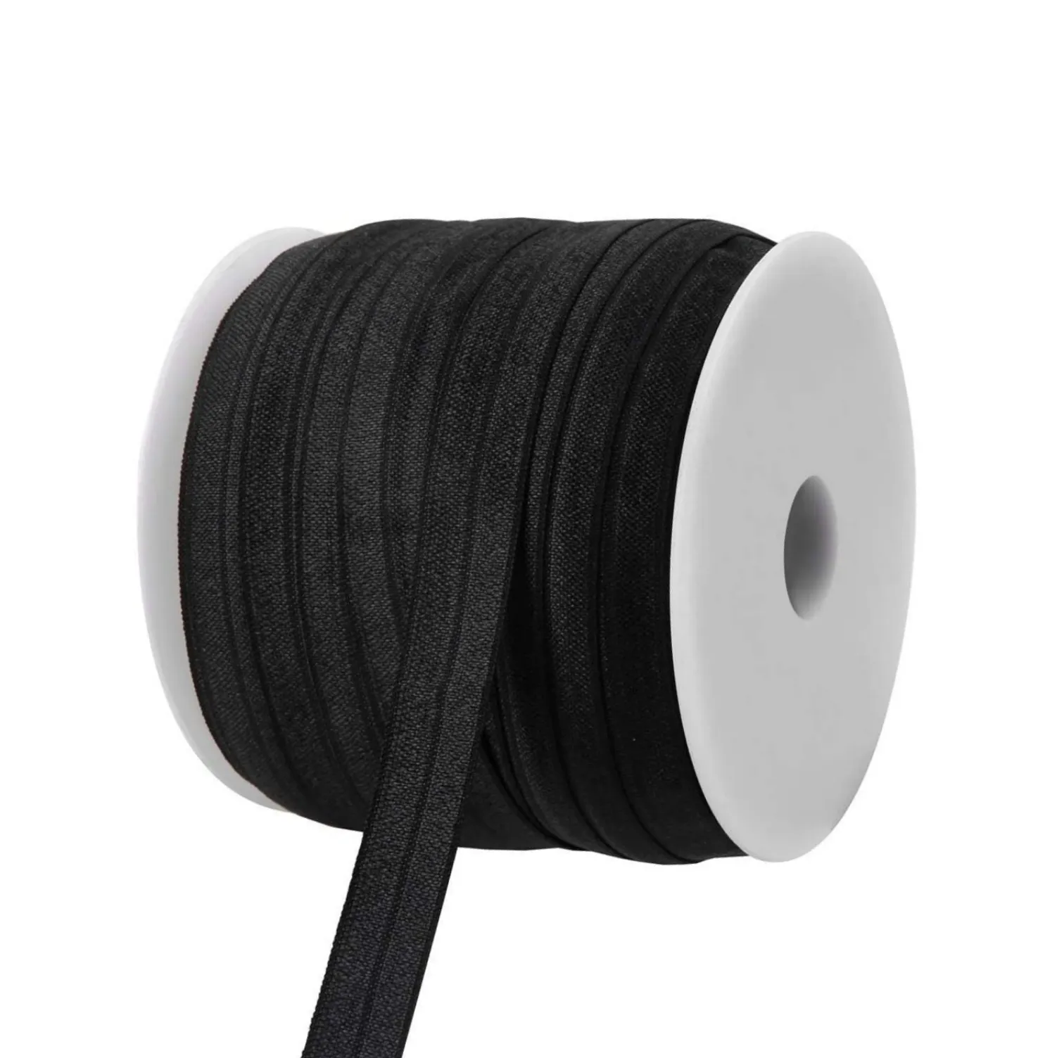 Fold-Over Elastic One Side Satin - Black and White (100y Roll)