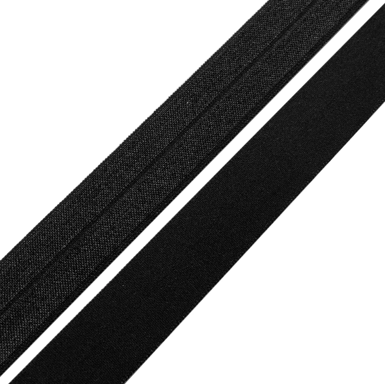 Fold-Over Elastic One Side Satin - Black and White (100y Roll)