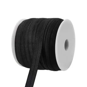 Fold-Over Elastic One Side Satin - Black and White (100y Roll)