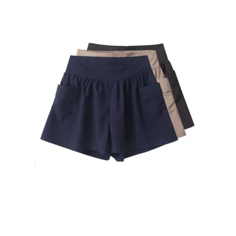 Loose Cotton Harem Shorts with Elastic Waist