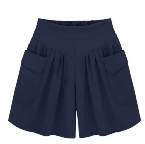 Loose Cotton Harem Shorts with Elastic Waist