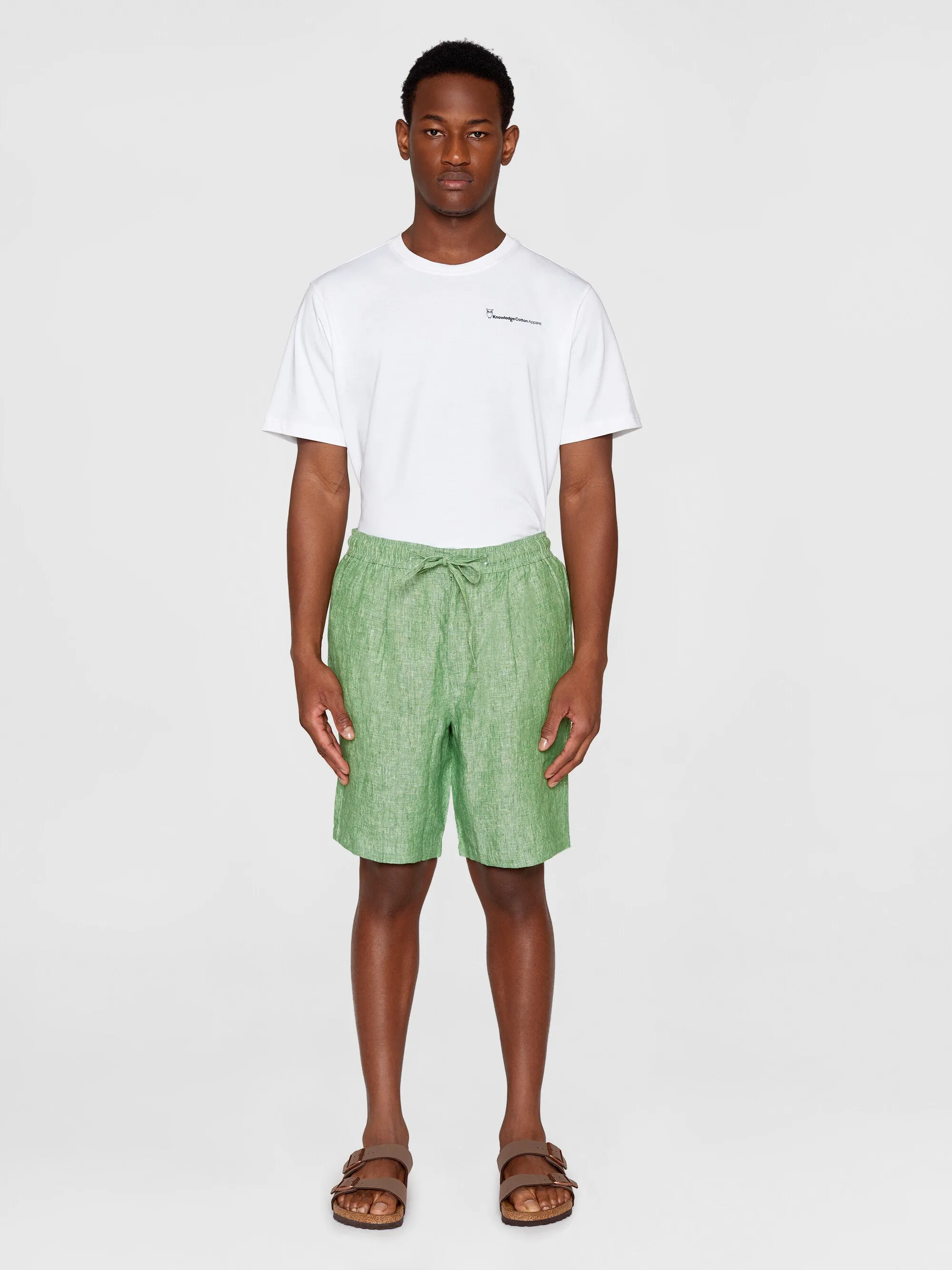 Loose Linen shorts - Shale Green