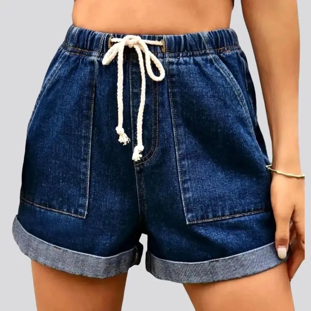 Loose stonewashed jean shorts for women