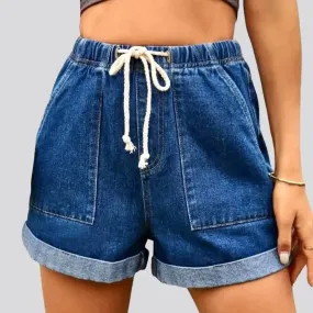 Loose stonewashed jean shorts for women