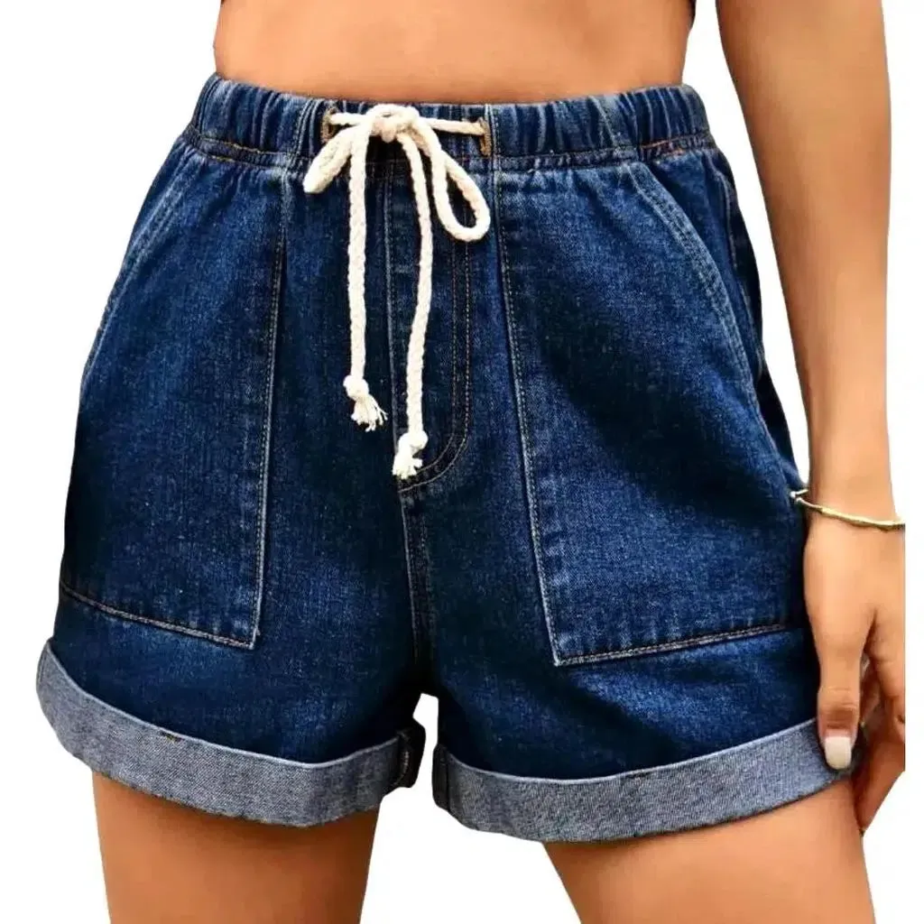 Loose stonewashed jean shorts for women