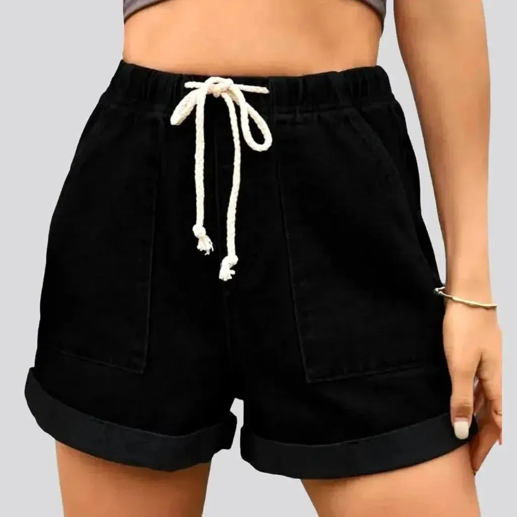 Loose stonewashed jean shorts for women