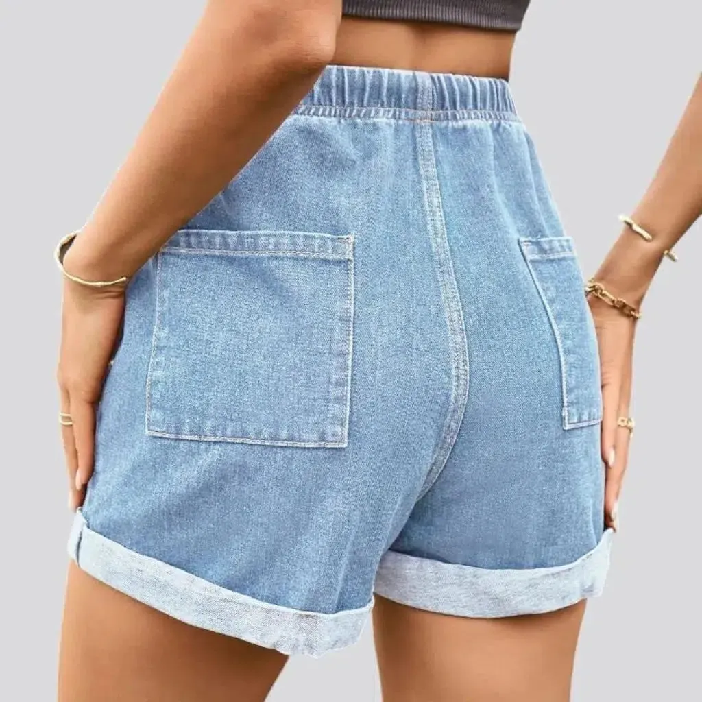 Loose stonewashed jean shorts for women