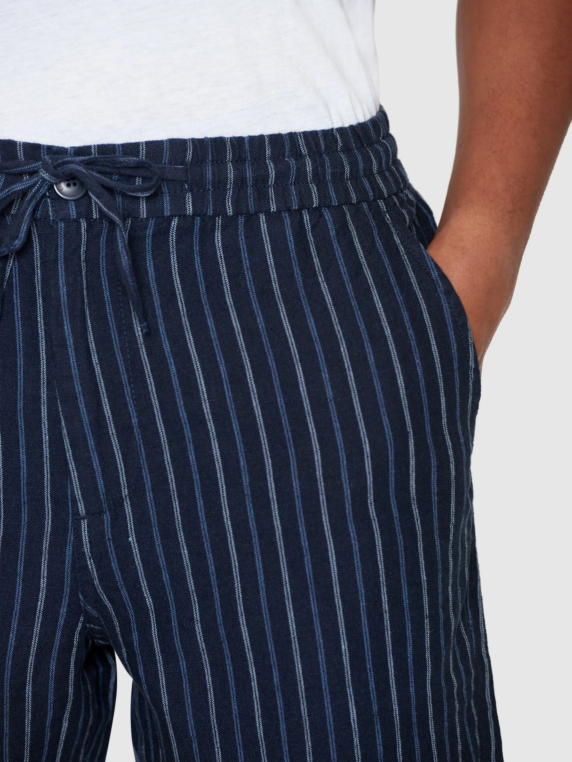 Loose striped shorts - Blue stripe