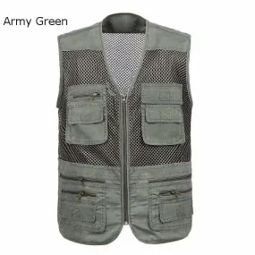 Mens Breathable Mesh Multifunctional Waistcoasts Quick Dry Outdoor Fishing Sleeveless Vests