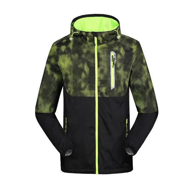 Outdoor Sport Windproof Breathable Stitching Multi Pockets Thin Hooded Jacket for Men