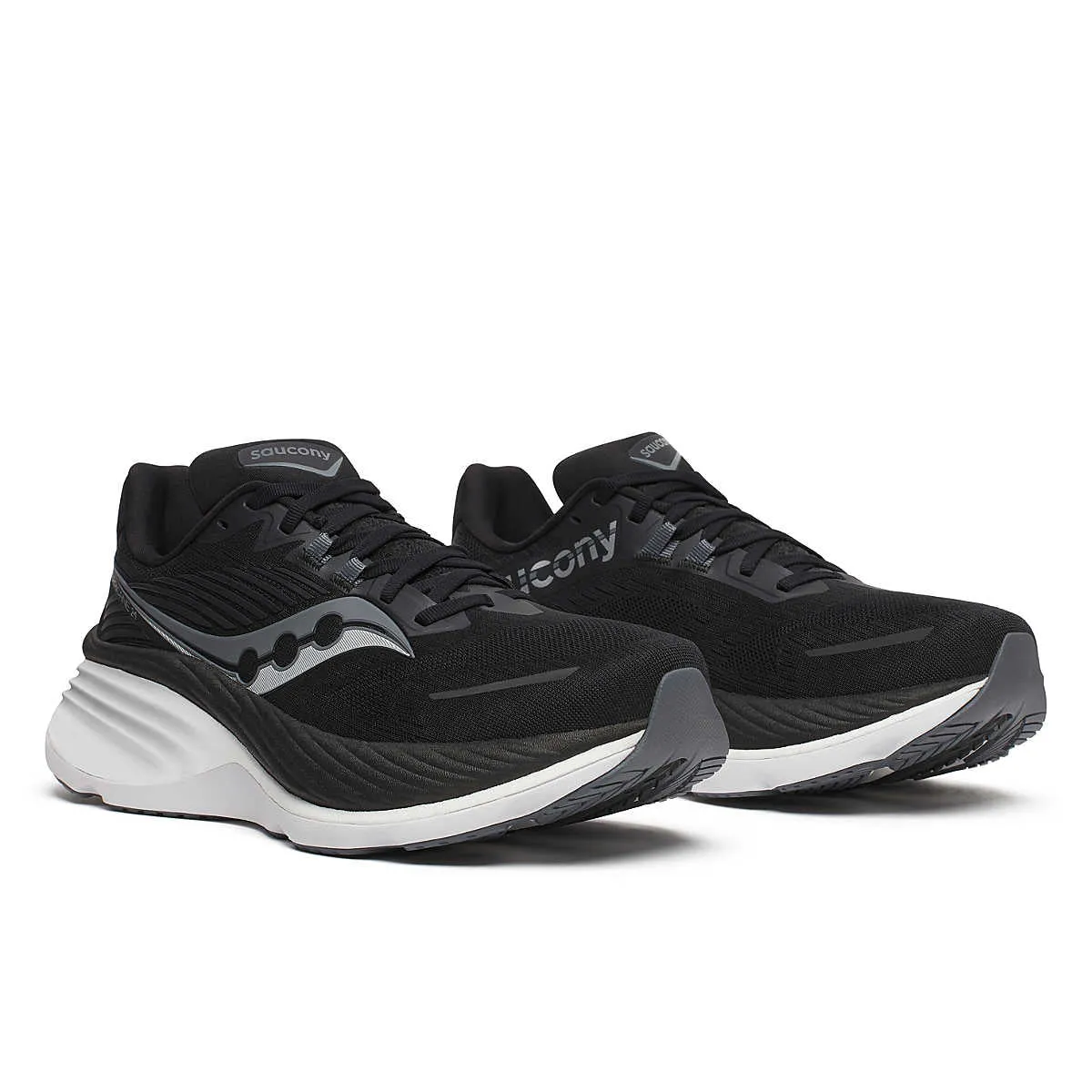 Saucony Men's Hurricane 24 Wide Fit Running Shoes Black / Carbon