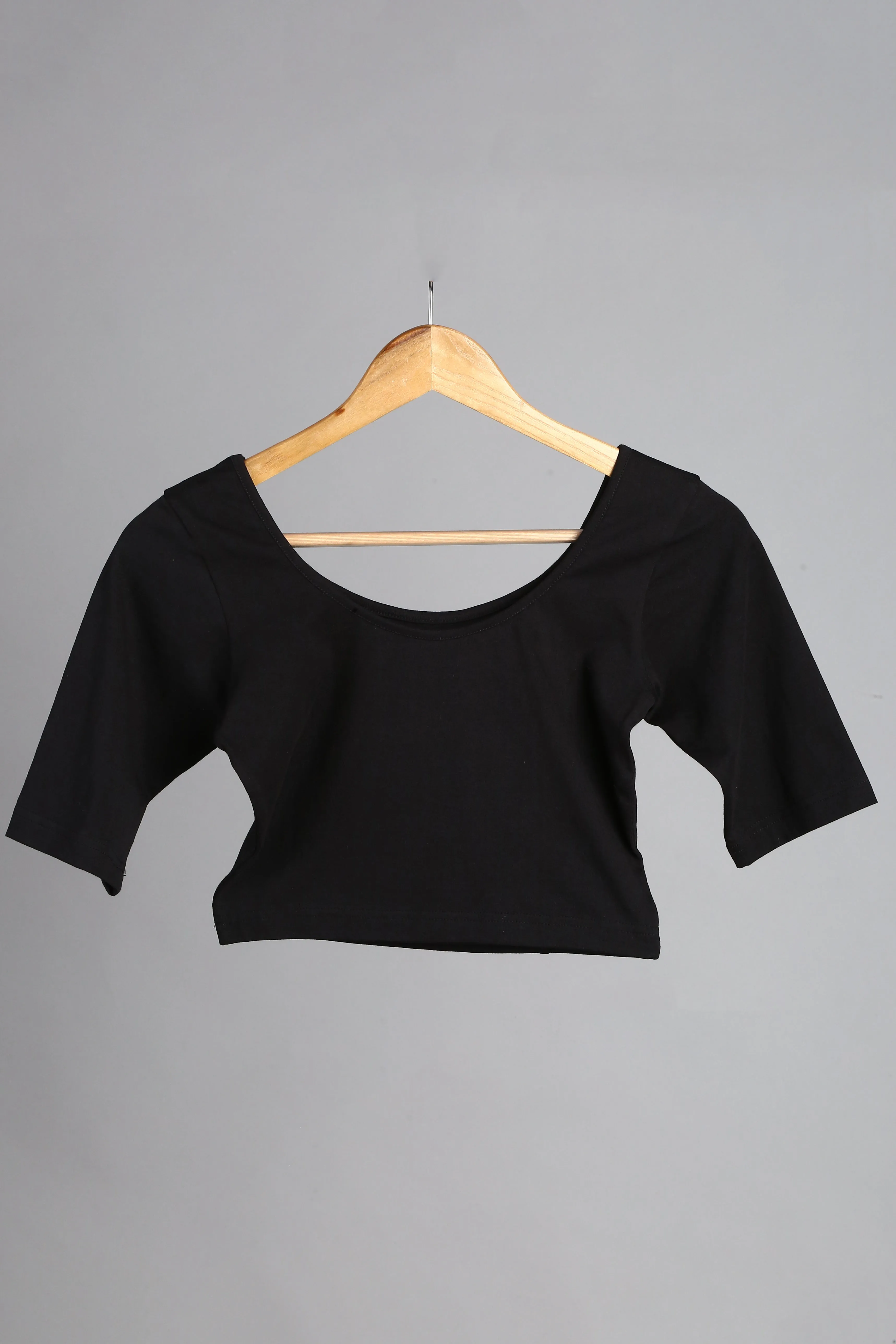 Stretchy Black Short Sleeve Blouse