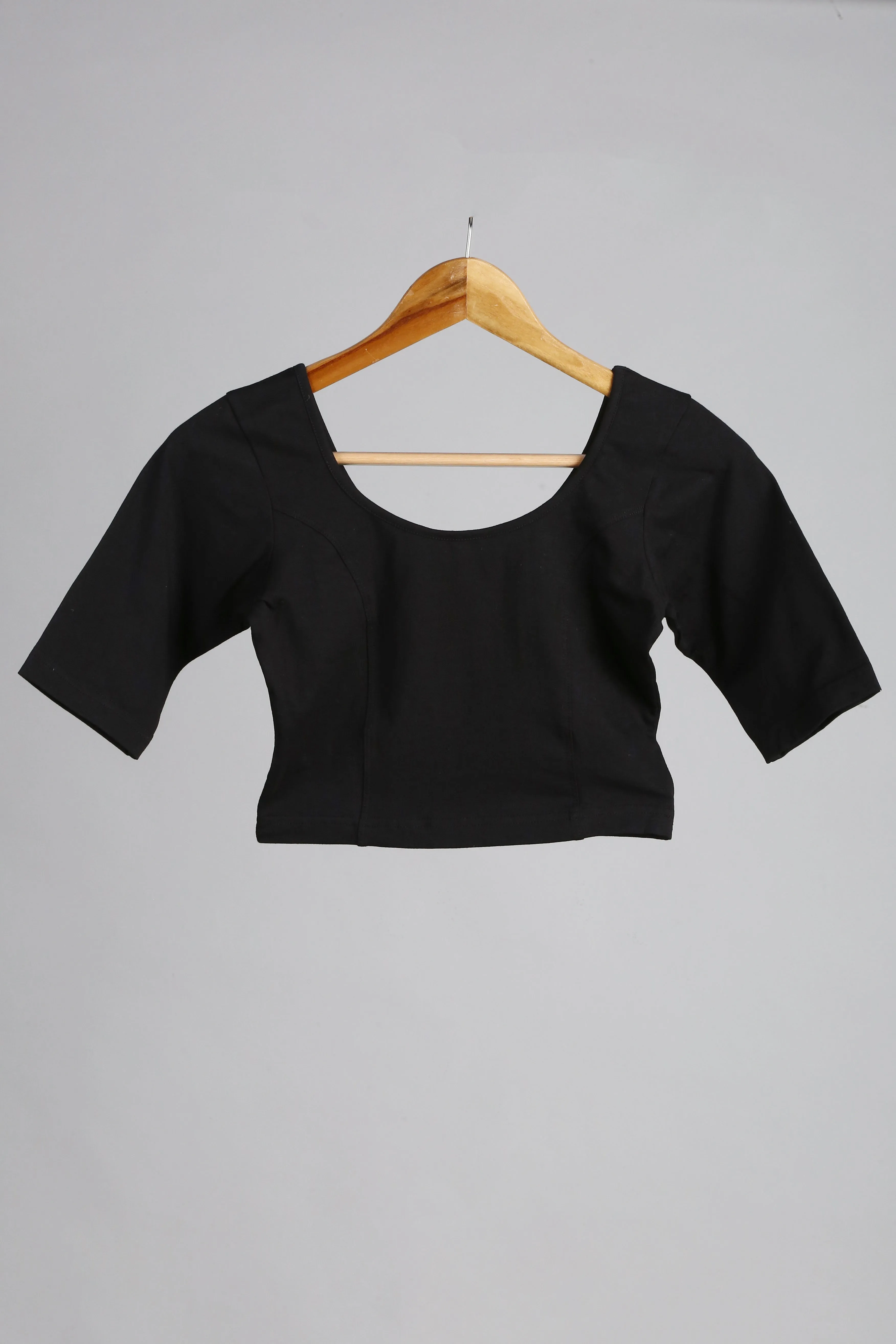 Stretchy Black Short Sleeve Blouse