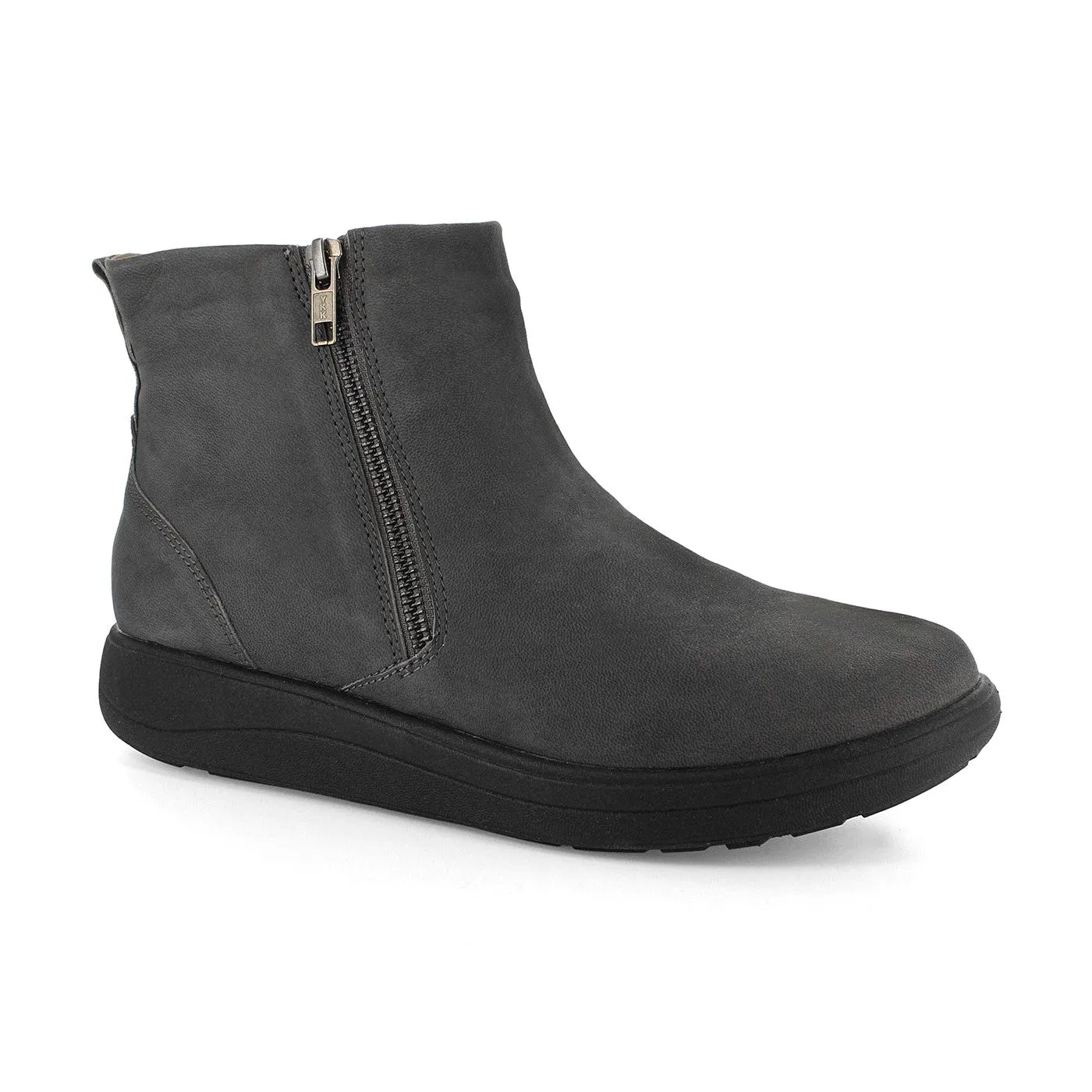 Strive Bamford II Ladies Dark Grey Leather Arch Support Twin Zip Ankle Boots