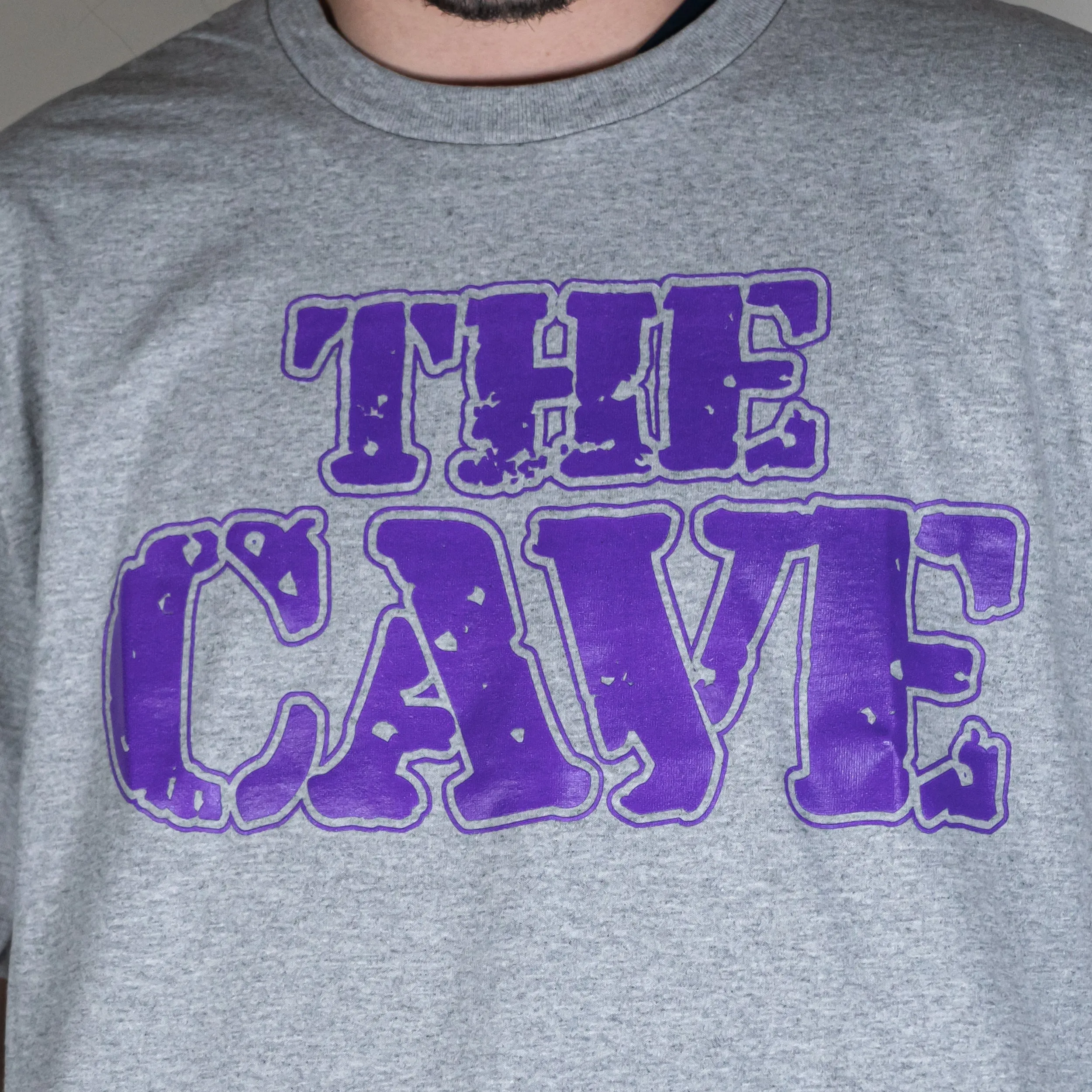 The Cave - T-Shirt - Classic Logo - Heather Grey & Purple - XXL