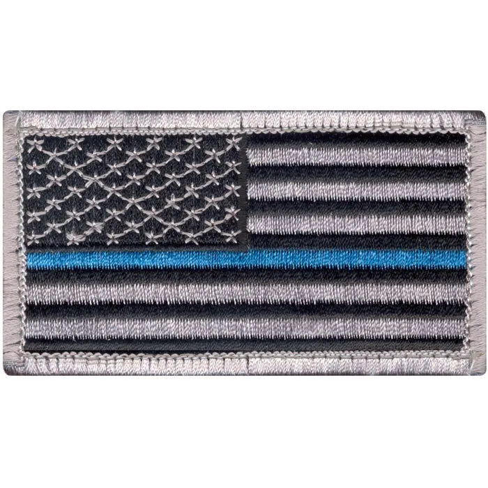 Thin Blue Line in.Support the Police in. U.S. Flag Patch