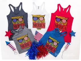 Triblend Racerback Soft Style Merica Leopard USA Aviators Tank/ Memorial Day Tanks/ Adult Sizes