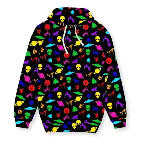 UFO Print Men's Zip-Up Hoodie