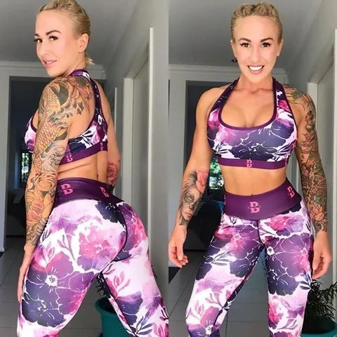 Women's Gradient Floral Print High-Waist Athletic Leggings